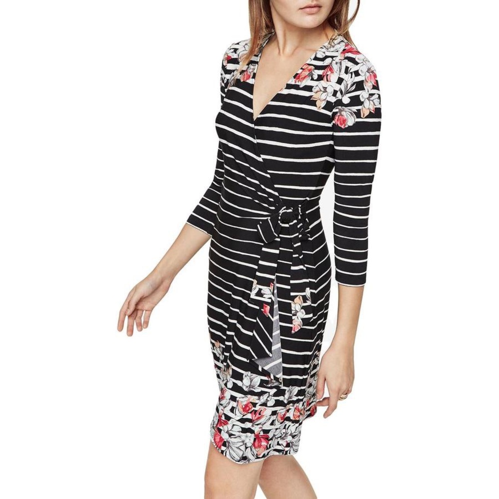 Bcbgmaxazria Adele wrap dress striped floral